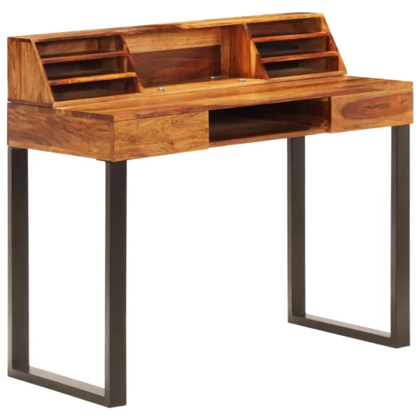Desk 43.3"x19.7"x37" Solid Sheesham Wood and Steel - Image 11