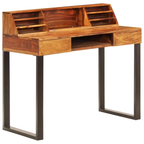 Desk 43.3"x19.7"x37" Solid Sheesham Wood and Steel - Image 12
