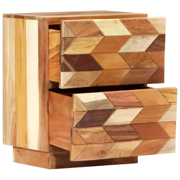Reclaimed Wood Bedside Cabinet 15.7"x11.8"x19.7" - 70's Retro Style - Image 2