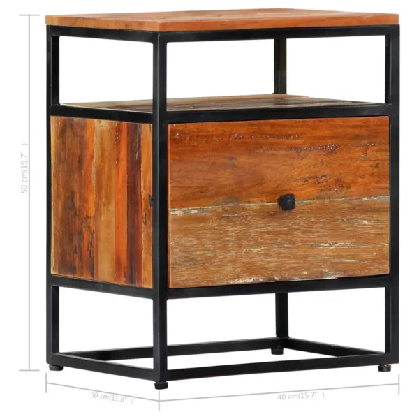 Solid Reclaimed Wood Bedside Cabinet - Image 10
