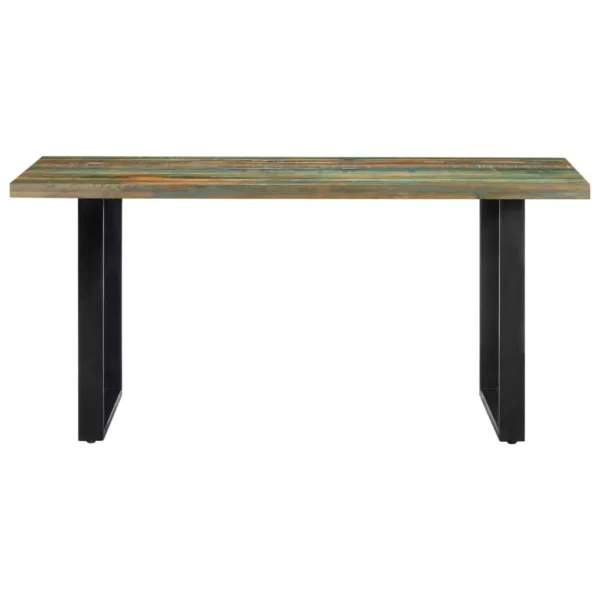 Solid Reclaimed Wood Dining Table 63"x31.5"x29.5" - Blue Weathered Paint Style - Image 2