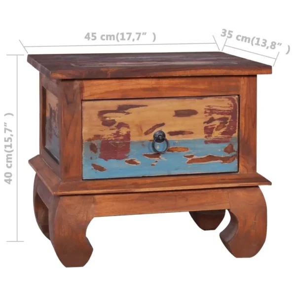 Bedside Cabinet 17.7"x13.8"x15.7" Reclaimed Teak Wood - Image 9