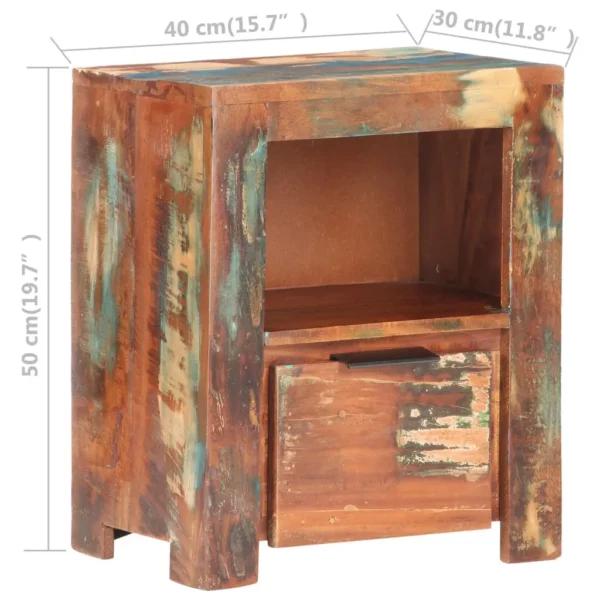 Reclaimed Wood Bedside Cabinet 15.7"x11.8"x19.7" Rustic Style - Image 6