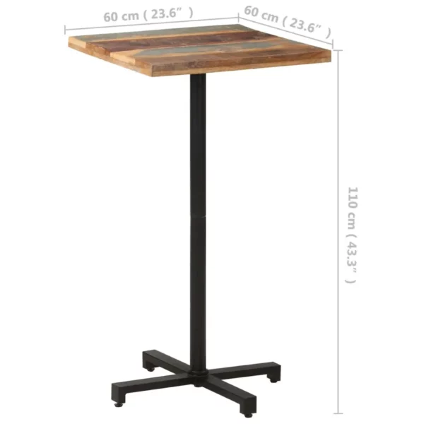 Bistro Table Square 23.6"x23.6"x43.3" Solid Reclaimed Wood - Image 6
