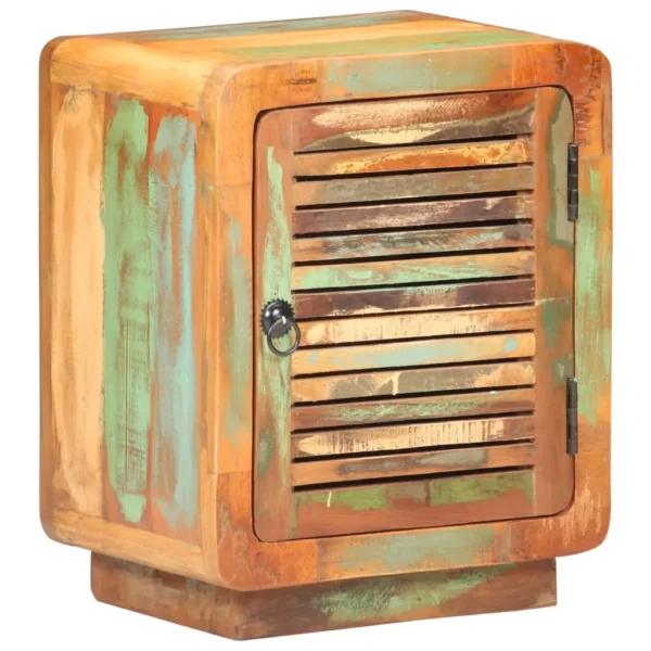 Reclaimed Wood Bedside Cabinet 15.7"x11.8"x19.7" - Wood Slat Door Style