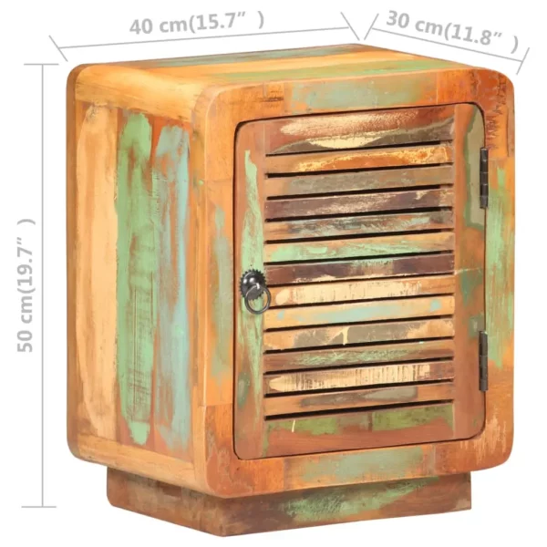 Reclaimed Wood Bedside Cabinet 15.7"x11.8"x19.7" - Wood Slat Door Style - Image 6