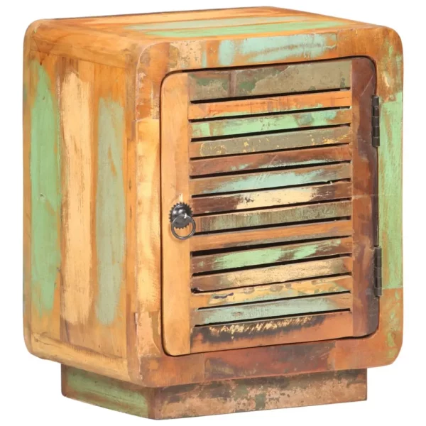 Reclaimed Wood Bedside Cabinet 15.7"x11.8"x19.7" - Wood Slat Door Style - Image 7
