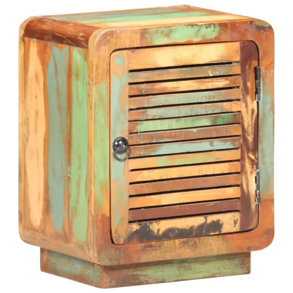Reclaimed Wood Bedside Cabinet 15.7"x11.8"x19.7" - Wood Slat Door Style - Image 8
