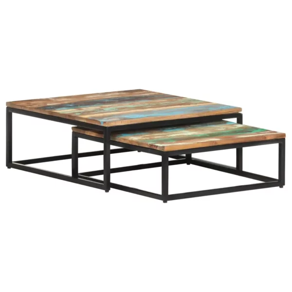Nesting Coffee Tables 2 pcs Solid Reclaimed Wood - Image 11