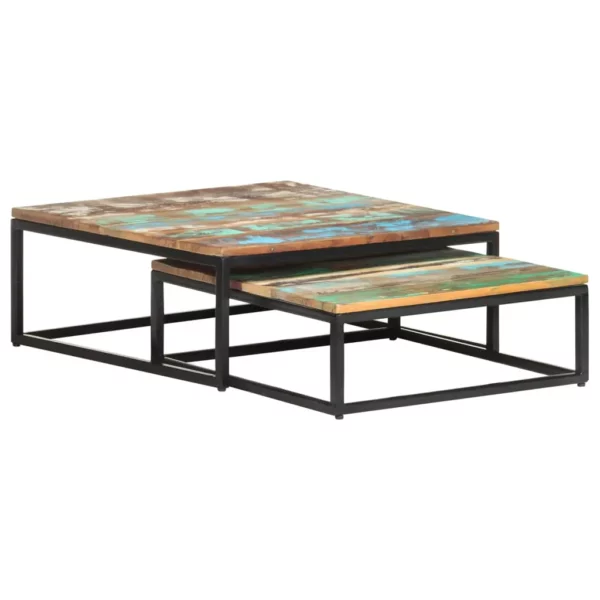 Nesting Coffee Tables 2 pcs Solid Reclaimed Wood - Image 12