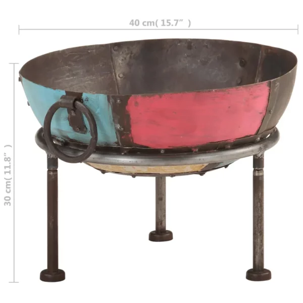 Colorful Rustic Fire Pit 15.7" Iron - Perfect Addition to Your Outdoor Space - Image 9
