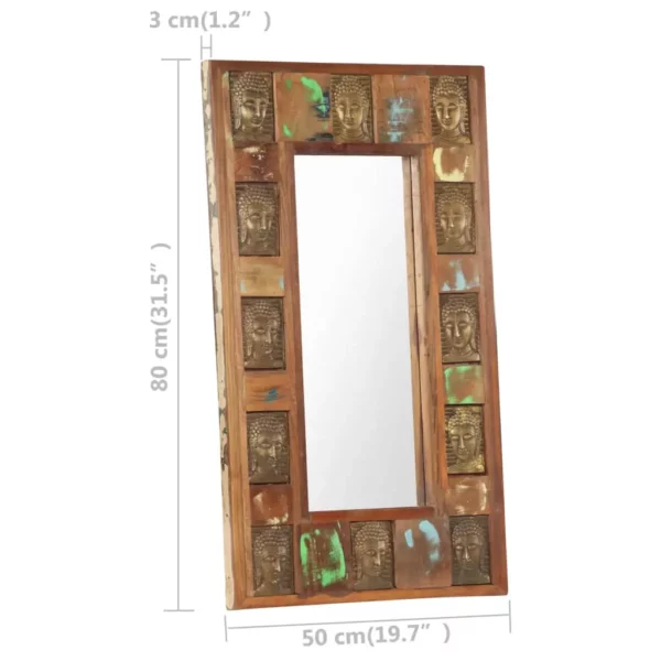 Mirror with Buddha Cladding 19.7"x31.5" Solid Reclaimed Wood - Image 5