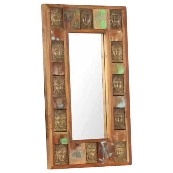 Mirror with Buddha Cladding 19.7"x31.5" Solid Reclaimed Wood - Image 7