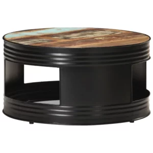 Coffee Table Black 26.8"x26.8"x14.2" Solid Reclaimed Wood