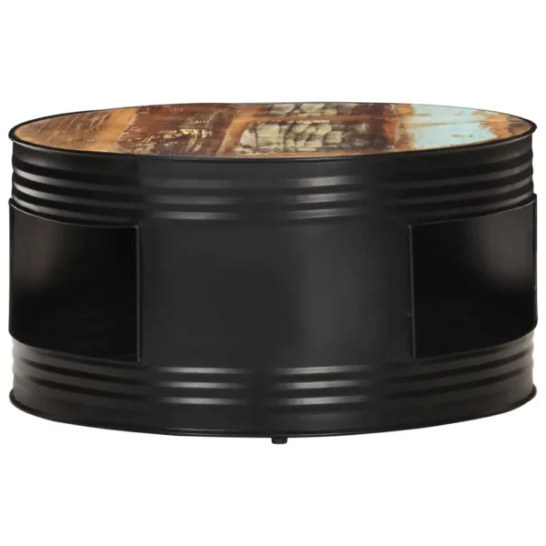 Coffee Table Black 26.8"x26.8"x14.2" Solid Reclaimed Wood - Image 2