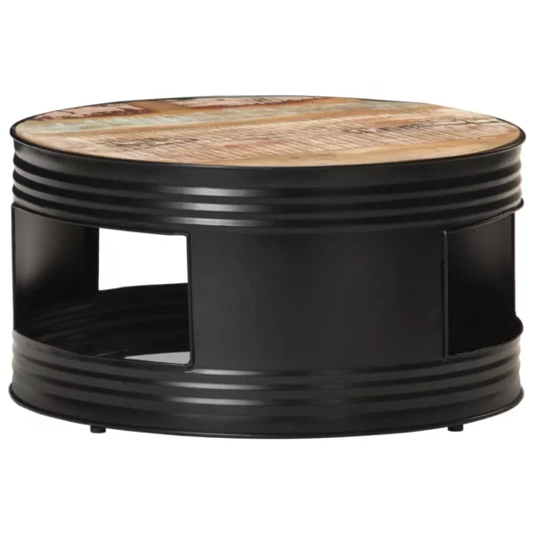 Coffee Table Black 26.8"x26.8"x14.2" Solid Reclaimed Wood - Image 6