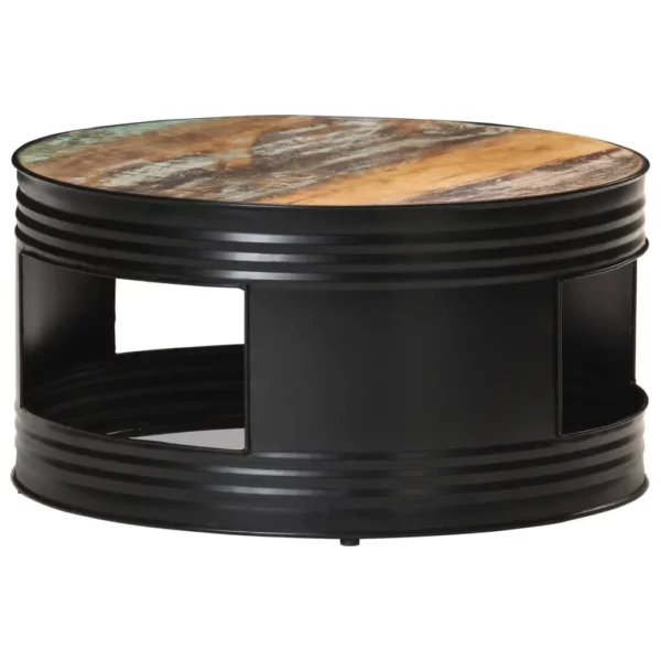 Coffee Table Black 26.8"x26.8"x14.2" Solid Reclaimed Wood - Image 7