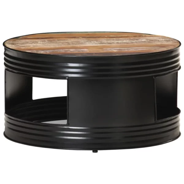 Coffee Table Black 26.8"x26.8"x14.2" Solid Reclaimed Wood - Image 8
