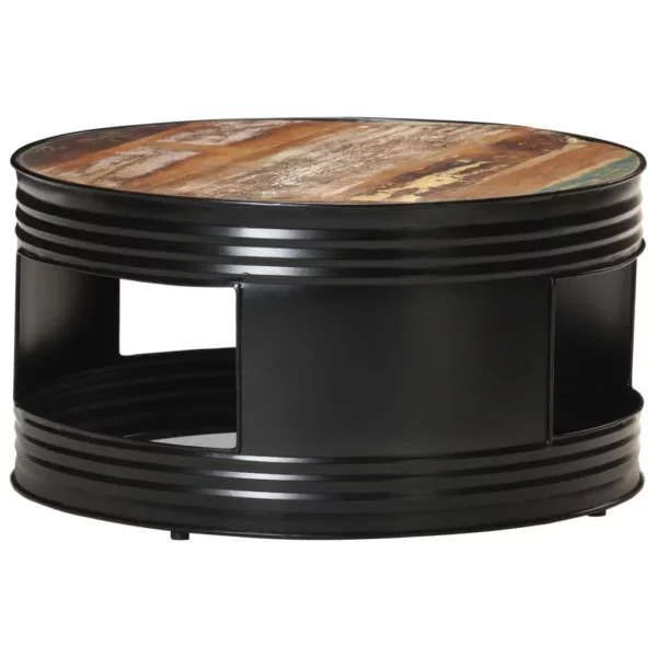 Coffee Table Black 26.8"x26.8"x14.2" Solid Reclaimed Wood - Image 9