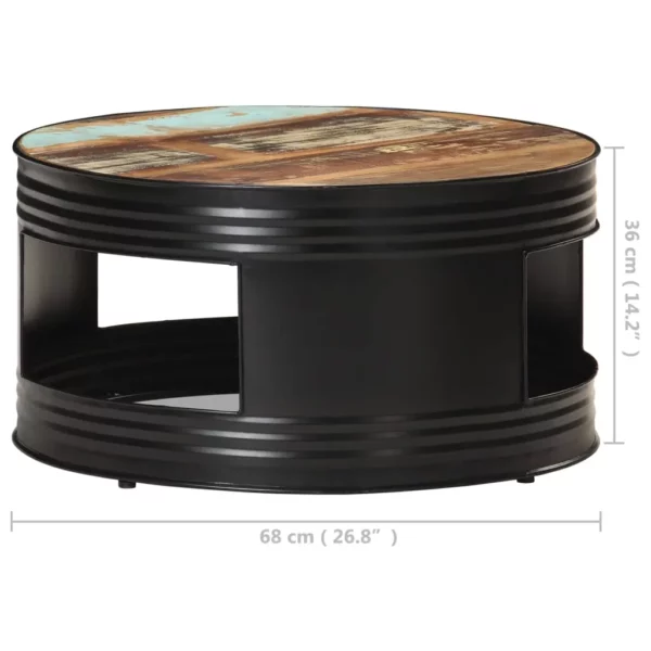 Coffee Table Black 26.8"x26.8"x14.2" Solid Reclaimed Wood - Image 10