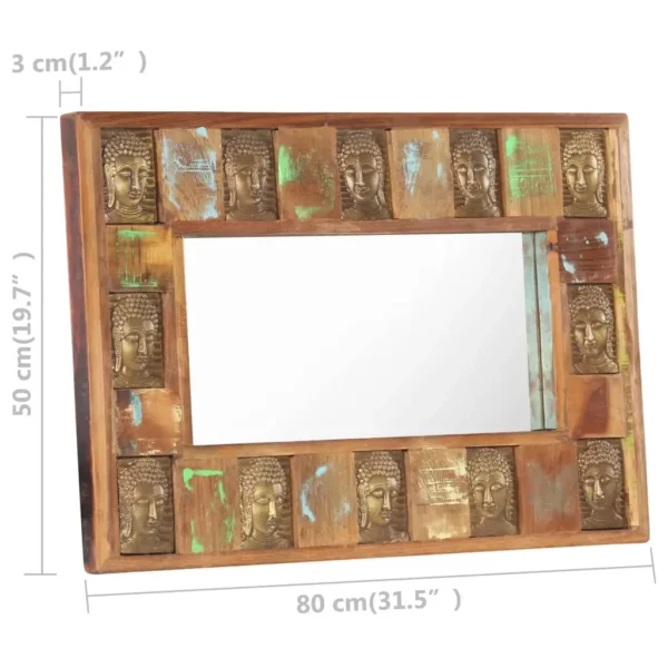 Mirror with Buddha Cladding 31.5"x19.7" Solid Reclaimed Wood - Image 5