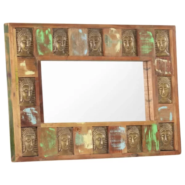Mirror with Buddha Cladding 31.5"x19.7" Solid Reclaimed Wood - Image 8