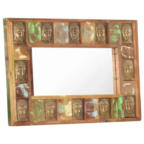 Mirror with Buddha Cladding 31.5"x19.7" Solid Reclaimed Wood - Image 9