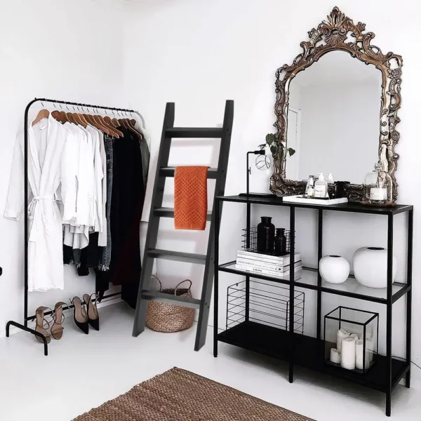 Black Wood 4.8ft Decorative Blanket Ladder - Image 3