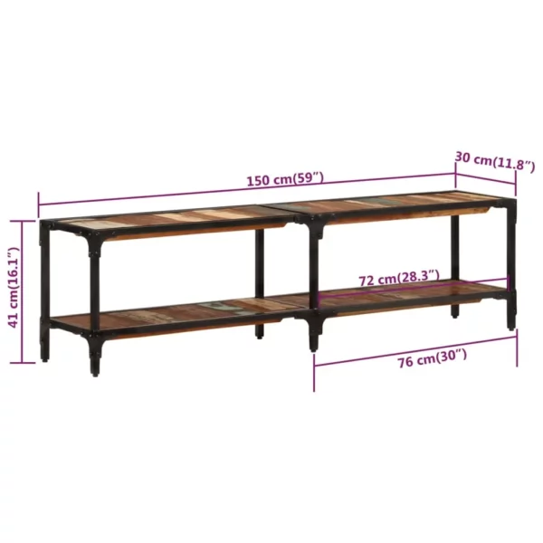 TV Stand 59.1"x11.8"x16.1" Solid Wood Reclaimed - Image 7