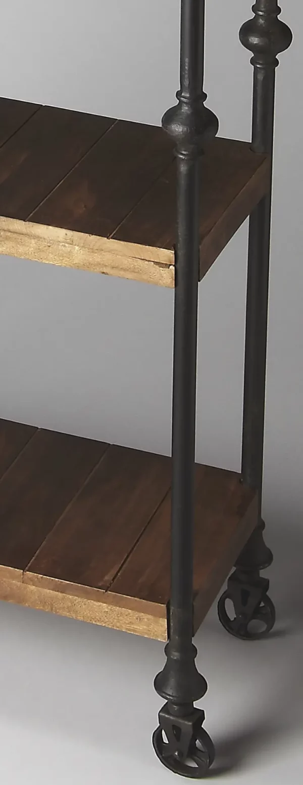 62" Wood Brown Iron Three Tier Standard Bookcase - Stylish and Functional - Image 2