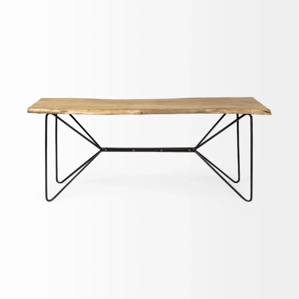 Light Brown Live Edge Solid Acacia Wood Console Table With Black Matte Iron Frame - Image 2