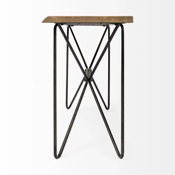 Light Brown Live Edge Solid Acacia Wood Console Table With Black Matte Iron Frame - Image 4