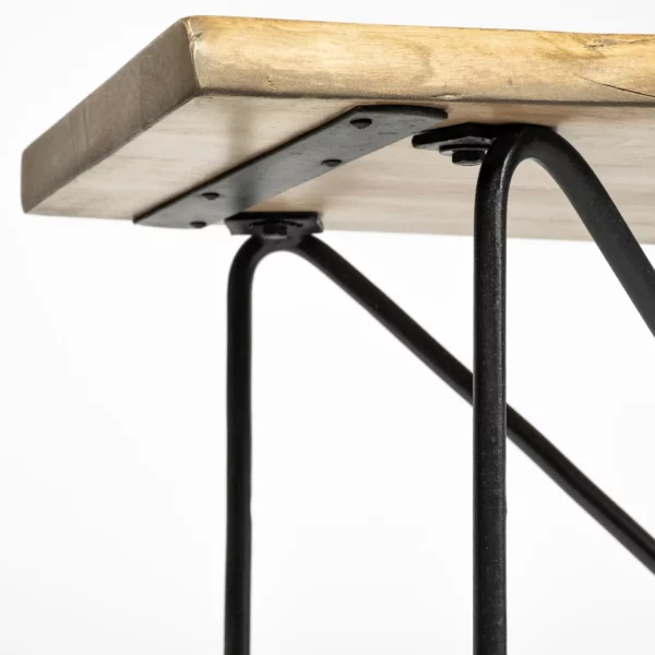Light Brown Live Edge Solid Acacia Wood Console Table With Black Matte Iron Frame - Image 6