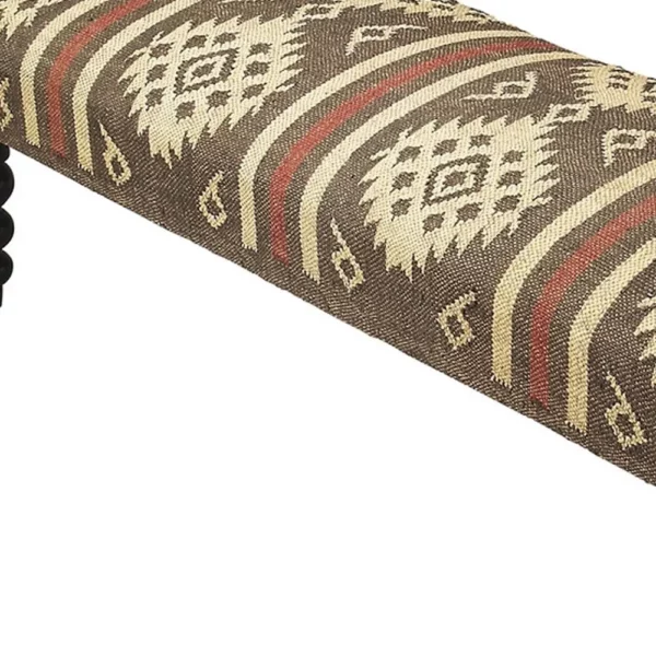 "48"" Brown Upholstered Wool Southwest Distressed Bench" - Image 5