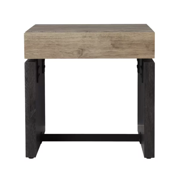 20" Natural Wood and Iron Square End Table - Image 2