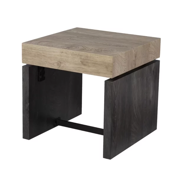 20" Natural Wood and Iron Square End Table - Image 3