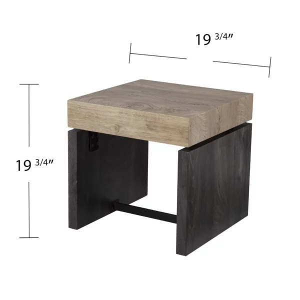 20" Natural Wood and Iron Square End Table - Image 6