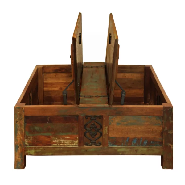 "40"" Rustic Brown Reclaimed Wood Square Lift Top Coffee Table" - Image 5