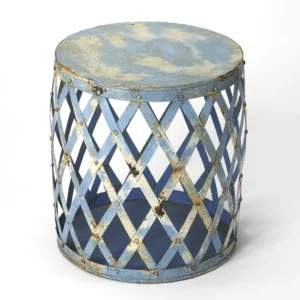 Rustic Blue Iron End Table