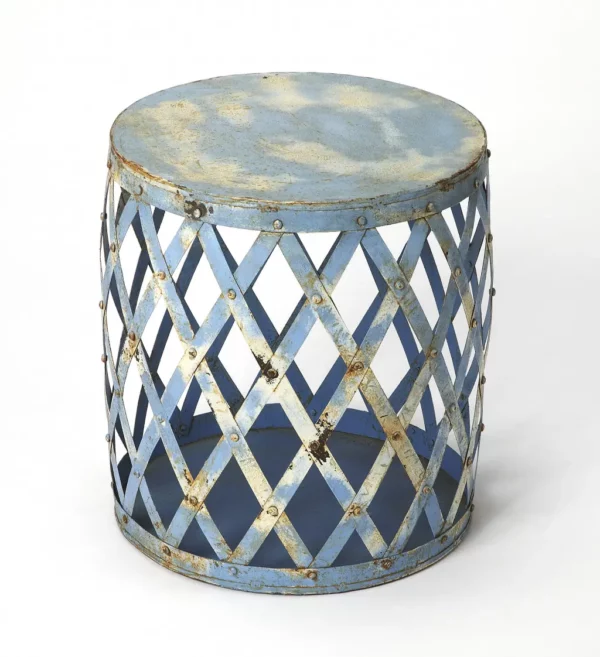 Rustic Blue Iron End Table