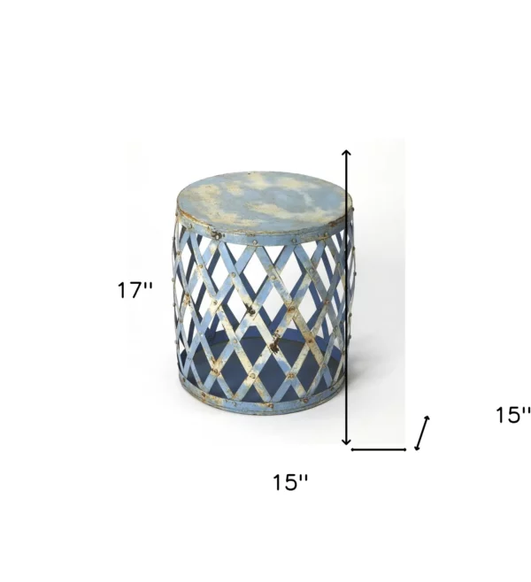 Rustic Blue Iron End Table - Image 2