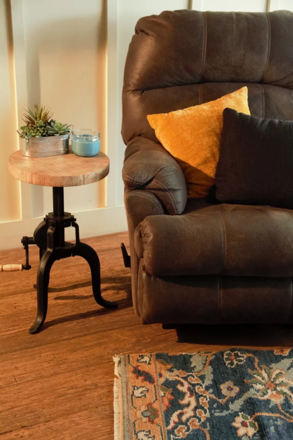 24" Brown and Black Iron Backless Counter Height Bar Chair - Industrial Style Seating - Image 5