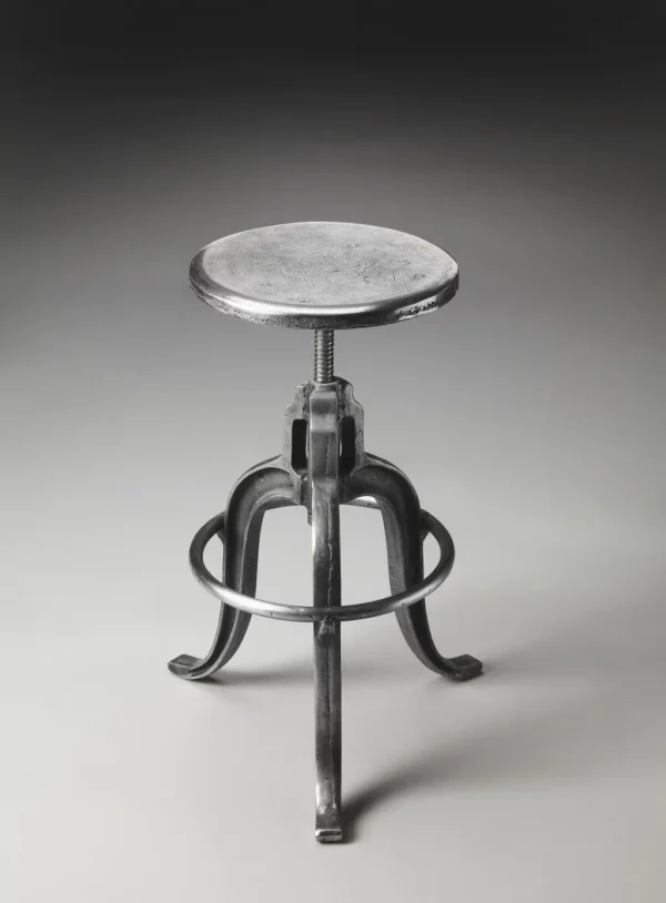 Glossy Iron Revolving Bar Stool - Adjustable Height, Vintage Industrial Chic Decor