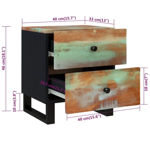 Bedside Cabinet 15.7"x13"x18.1" Solid Wood Reclaimed - Image 10