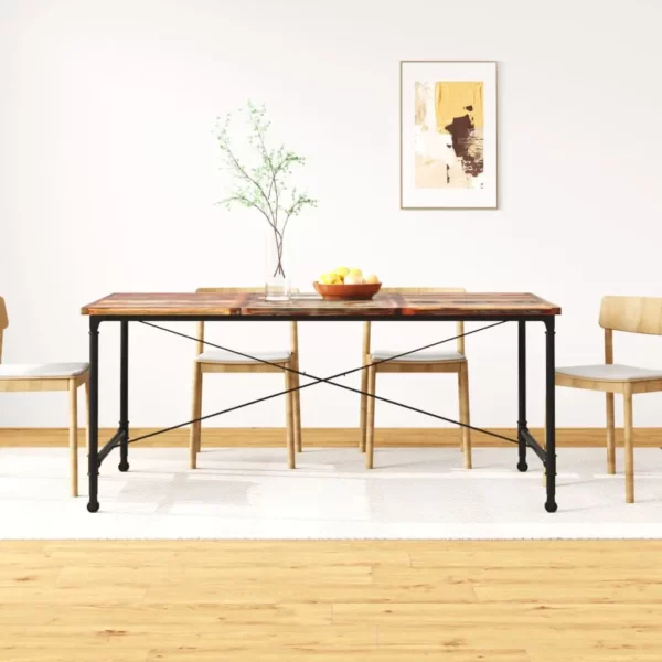 Reclaimed Wood Dining Table 70.9" - Iron Rail Legs - Image 13