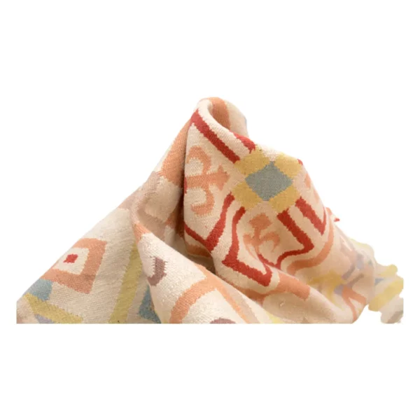 Vintage Handwoven Champagne Kilim Rug - Image 4
