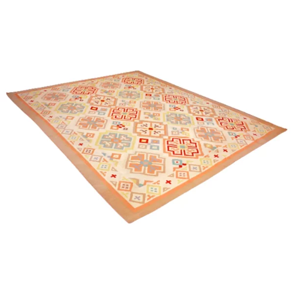Vintage Handwoven Champagne Kilim Rug - Image 2