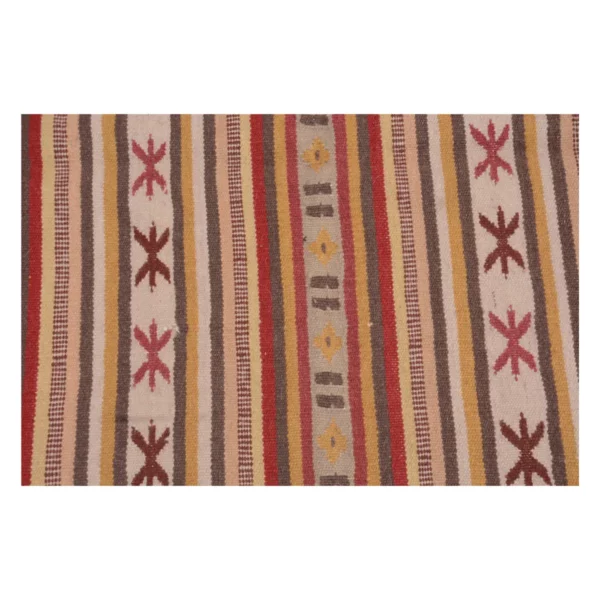 Vintage Handwoven Calico Strip Rug - Image 6