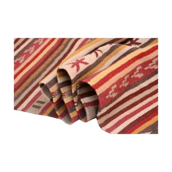 Vintage Handwoven Calico Strip Rug - Image 2