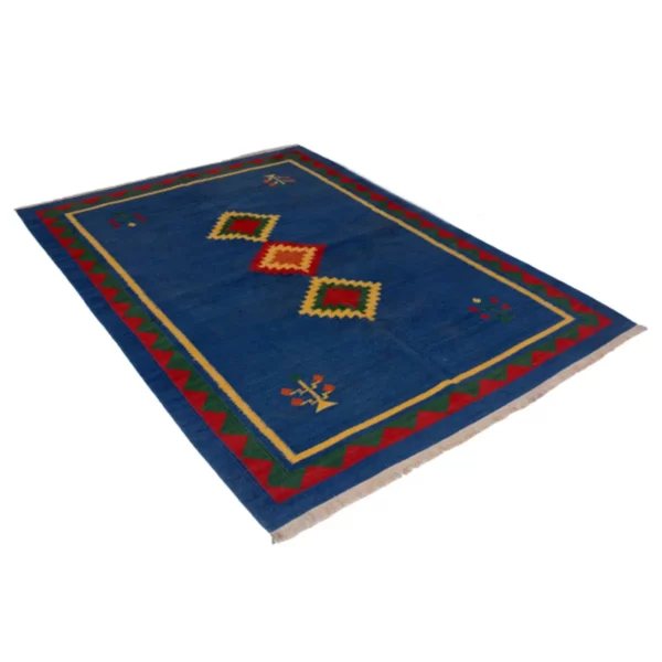 Tribal Handmade Blue Kilim Rug - Image 4